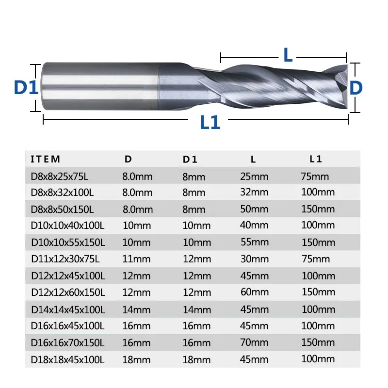 1-18mm Fräsen Cutter 2 Flöte HRC 45 Wolfram Hartmetall-schaftfräser CNC Router Bit Maschine Fräsen Werkzeuge CNC Fräsen Bit