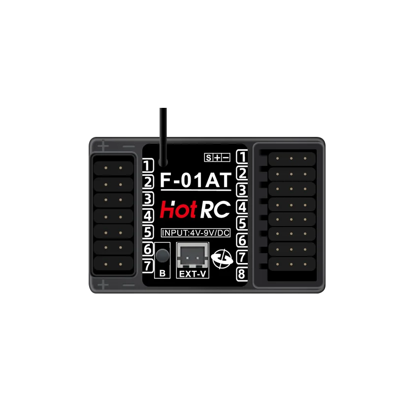 HOTRC-Receptor de Controle de Luz para Carro RC, 8 Canais, 2.4G Gyro F-01A, F-01AT, Retorno de Voltagem, PWM, Aeronaves, Tanque, Barco