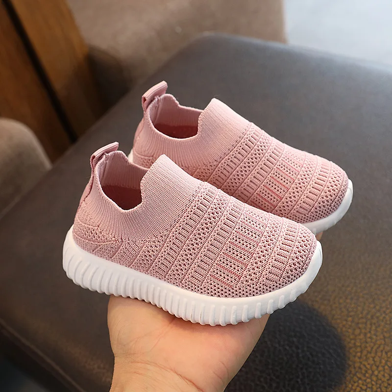 Kids Shoes Solid Color Knitted Breathable Baby Girl Shoes Boys Sneakers Non-slip Student Shoes Children Tennis Shoes