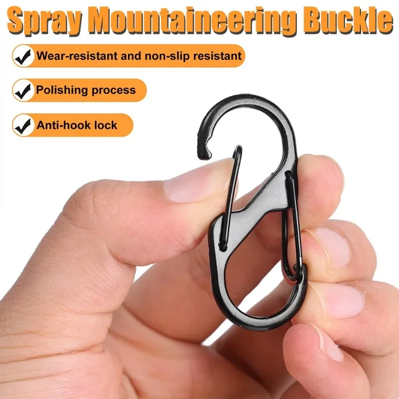 5Pcs S Type Zinc Alloy Carabiner with Lock Mini Keychain Hook Anti-Theft Outdoor Camping Backpack Buckle Key-Lock Accessories