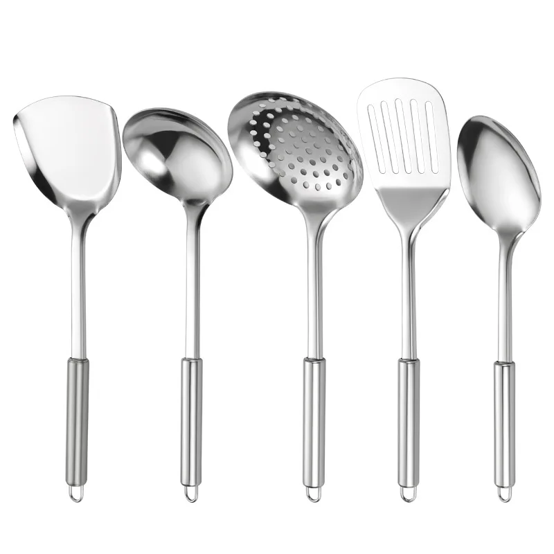 

kitchen utensils, cooking spatula set, kitchen utensils, strainer, long rice spoon, spatula, meat fork