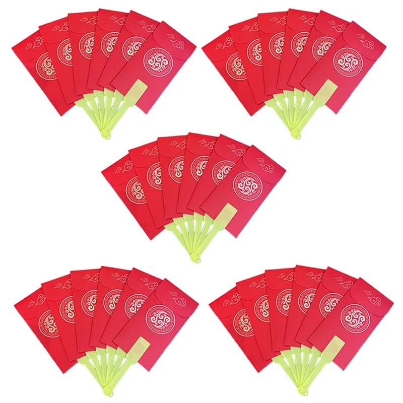 

5Pcs Red Envelopes Chinese Fan Red Envelope Lucky Money Envelope Set Kit Chinese New Year Red Envelopes, New Year Red Packet Kit