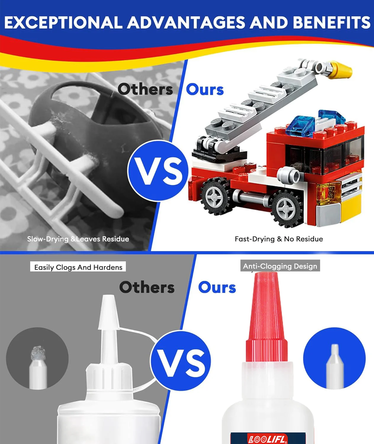 LOOLIFL، غراء فائق، غراء بلاستيكي، غراء تجفيف فوري، يستخدم للألعاب والخشب والحرف اليدوية والديكورات والمنتجات البلاستيكية وما إلى ذلك