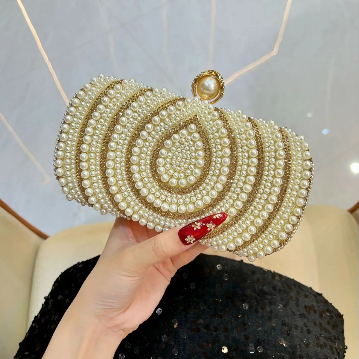

Pearl Clutch Bags Women Purse Ladies white Hand Bags Evening Bags for Party Wedding black Shoulder Bag Bolsa Feminina