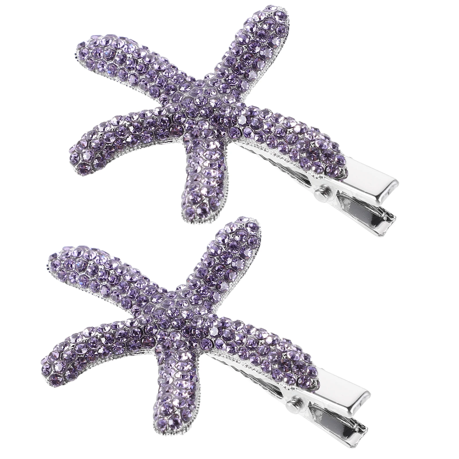 

2 Pcs Hairpin Clips Beach Accessories Full Diamond Crystal Girl Zinc Alloy Cute