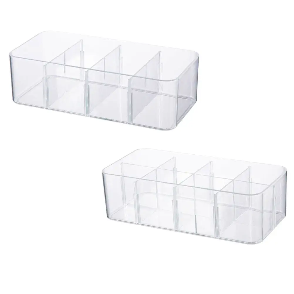 2Pcs Underwear Basket Transparent Storage Container with Exquisite Multiple Grids Design for Bra Socks Underpants Sundries Tidy
