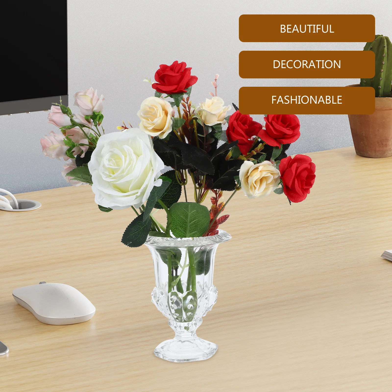 

Glass Vase Small Size Roman Style Elegant Urn Shape for Indoor Office Desk Decoration Wedding Supplies Hydroponic Flower Vase