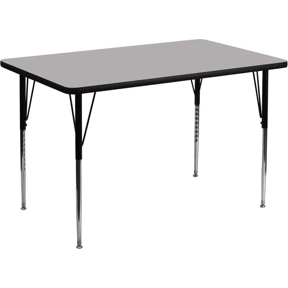 Grey 36W x 72L Rectangular Thermal Laminate Activity Table with Adjustable Standard Height Legs