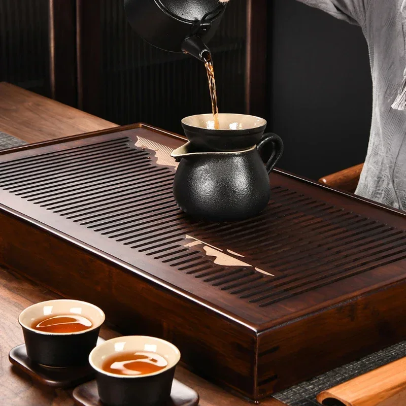 Solid Wood Tea Tray Drainage Water Storage Kungfu Tea Set Drawer Tea Board Dining Table Chinese Tea Ceremony Tools Wood Tray