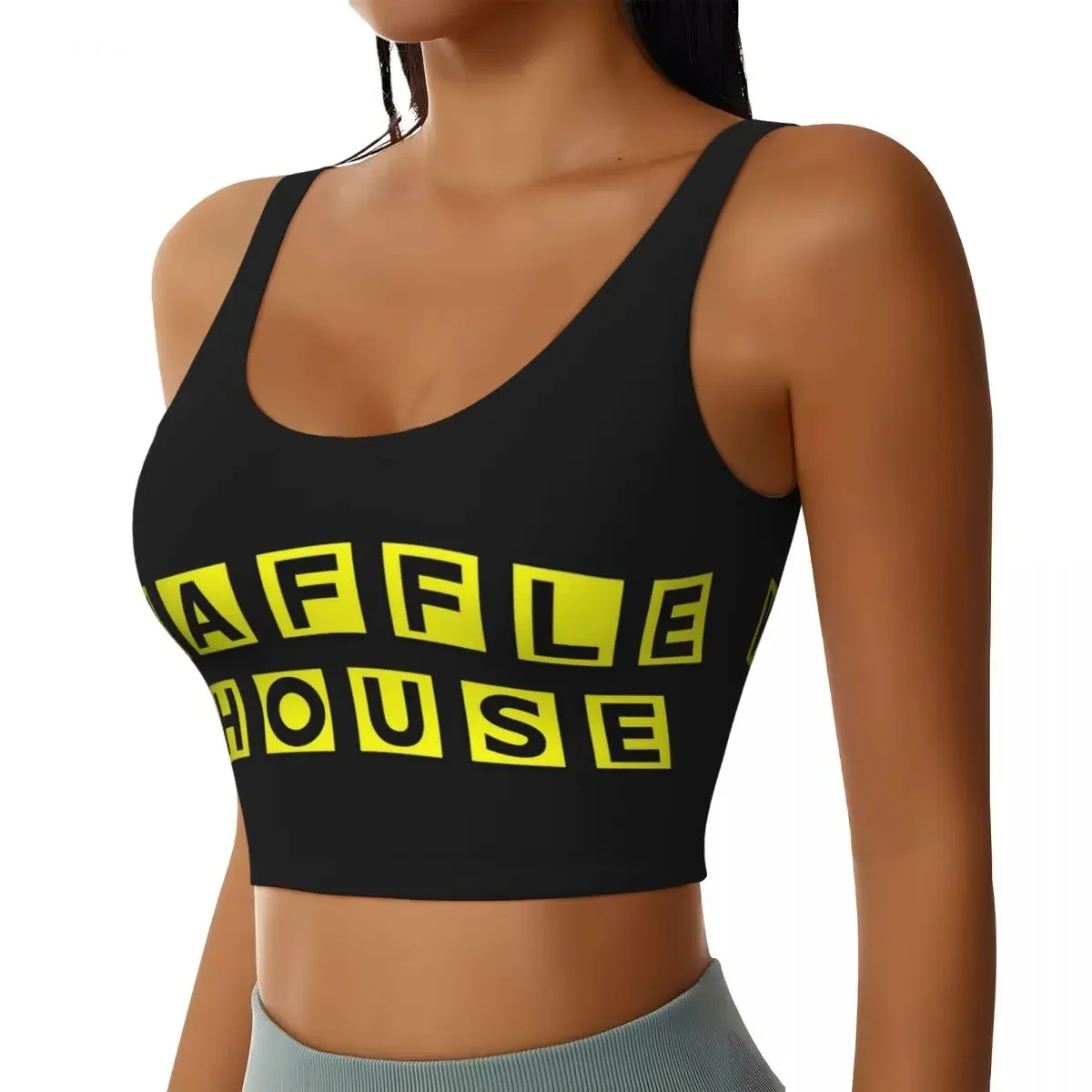Custom Waffle House Women Sports Bras High Impact Vest Gym Workout Yoga Crop Tank Top