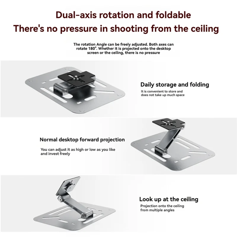AS95-складная подставка для проектора, настольный кронштейн для настенного и потолочного крепления с вращением на 180 градусов для проектора домашнего кинотеатра, серебристый