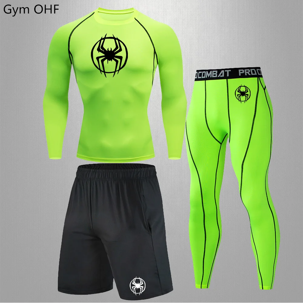 Men's Running Fitness Training Sports Tights Cycling Jogging and Exercise 3pcs Set of Football Sports Clothing Men's Fast Drying