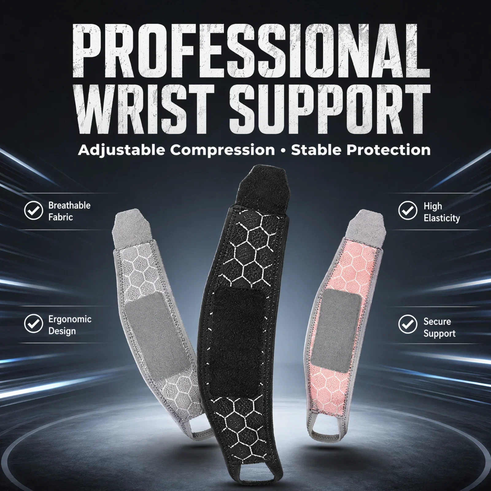 Adjustable Wrist Brace Compression Support Strap Sports Wrist Wrap for Gym Weightlifting Tendonitis Carpal Tunnel