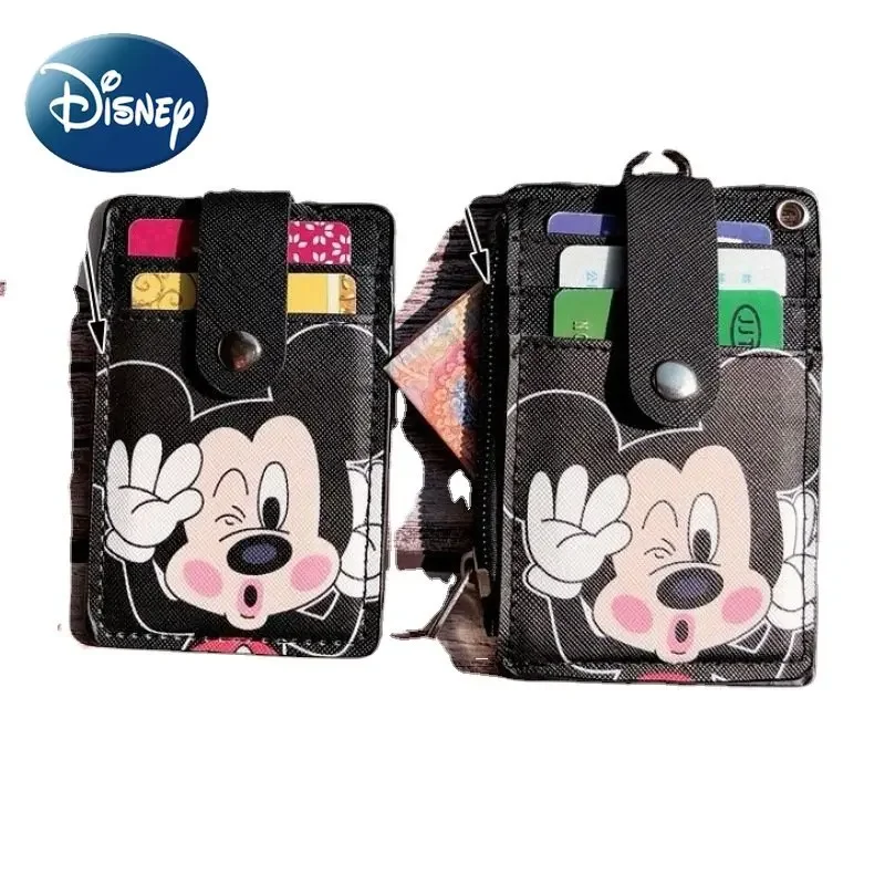 Disney Mickey Mouse ID Card Holder for Women Girl Student  Sleeve Retractable Neck Strap Campus Bus Student Access Card