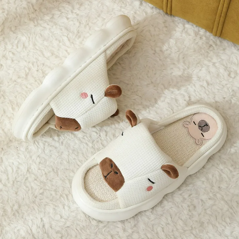 Cotton Linen Platform Slippers Women Home Cartoon Cute Designer Shoes Girls Fashion Trend Spring Summer Elegant Indoor Footwear
