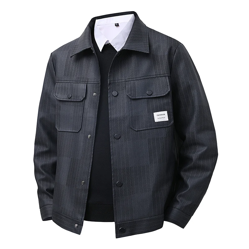 

Men Turn Collar PU Leather Jacket Men's Coat Autumn New Stand Collar Jacket Men's Top Windproof Casual Leather Jacket Blazer