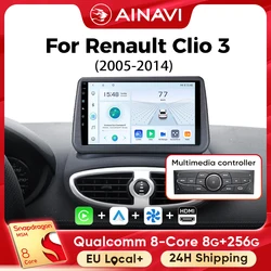 Ainavi Car Radio Multimedia Player For Renault Clio 3 2005 2007 2009 2010 2011 2012 2013 2014 Carplay Android Auto 4G Wifi 2din