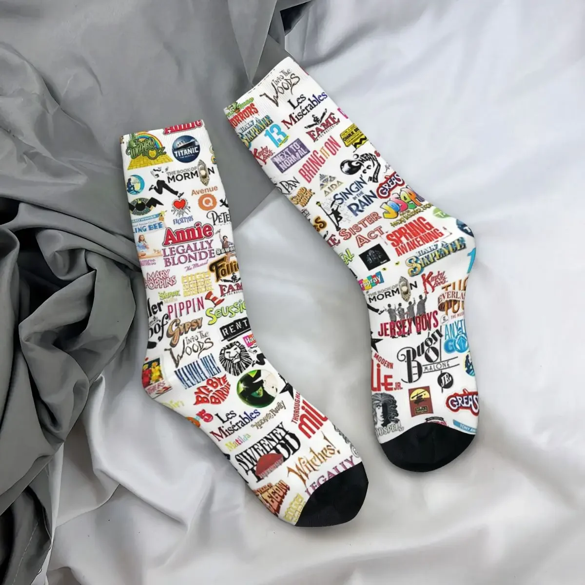 Chaussettes Harajuku avec logos musicaux pour hommes et femmes, bas super doux, chaussettes longues toutes saisons, accessoires pour cadeaux