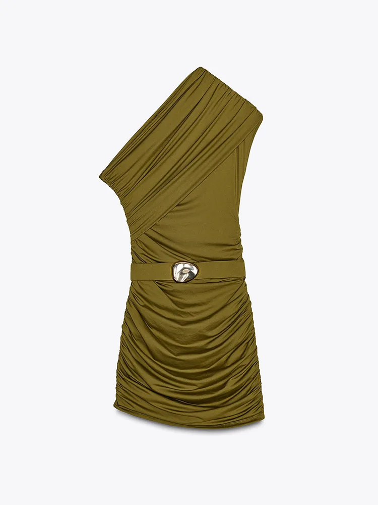 Vestido Sem Mangas Assimétrico Psado Slim Fit para Mulheres, Nova Chegada de Verão, Estilo de Trabalho com Cintura Alta