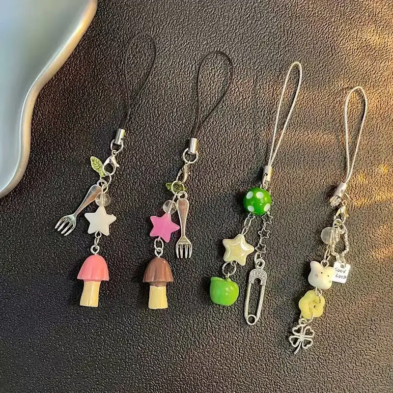 

Креативная сумка с шоколадными грибами Y2K, очаровательный ремешок для мобильного телефона, милый мультяшный ключ, сумка, подвеска, винтажный подарок для багажа для девочек