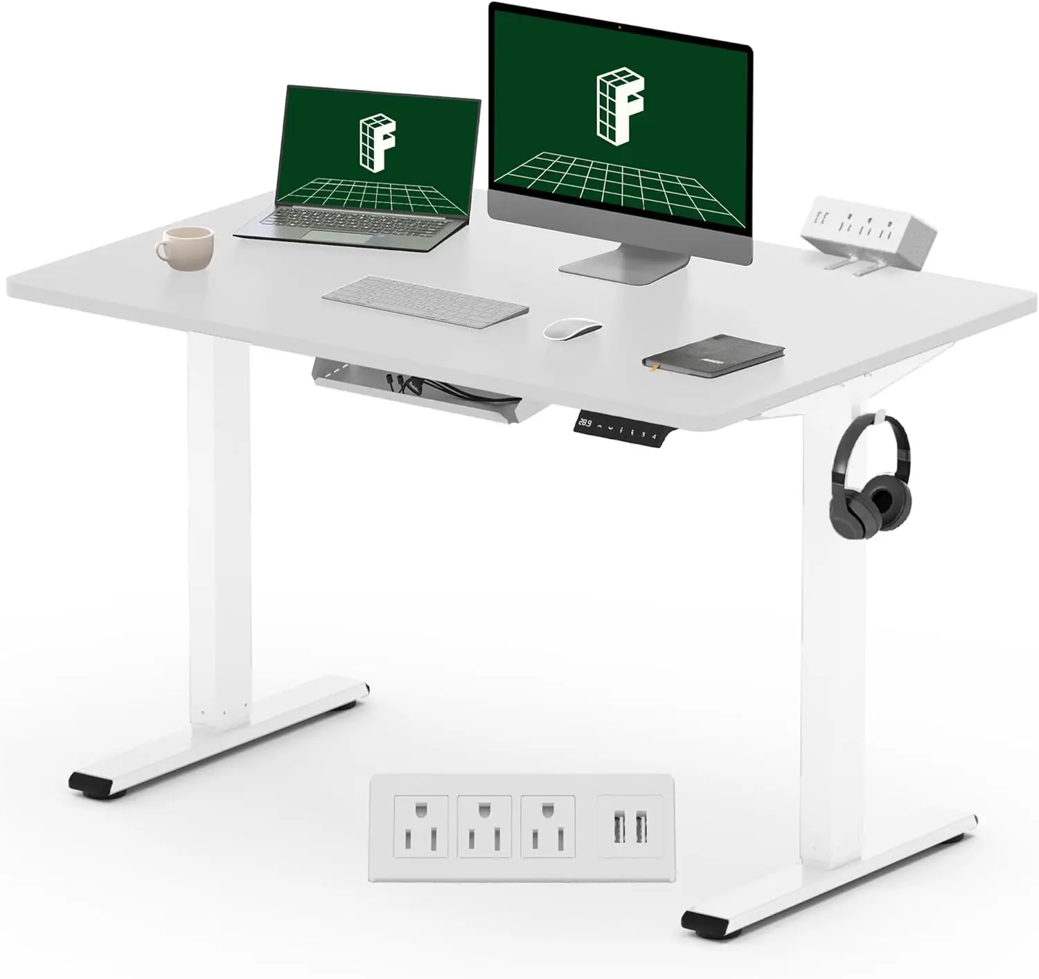 48x24'' Whole-Piece Desktop Sit Stand Up Computer Desk Workstation with Desk Clamp Power Strip