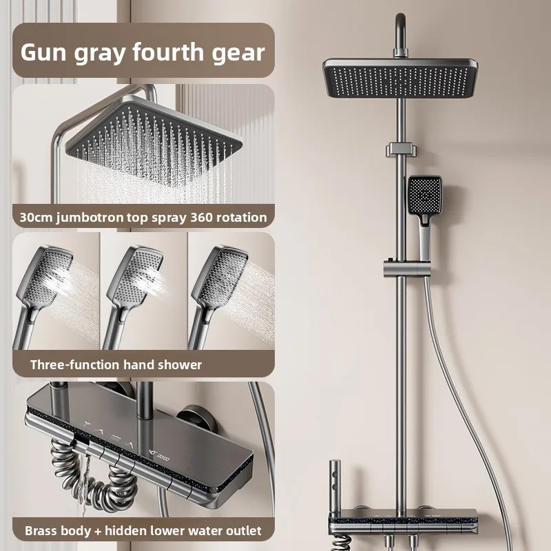 

All Copper Shower Set with Thermostatic Intelligent Digital Display Full Suite for Home US EU Markets Shower Set Copper shower