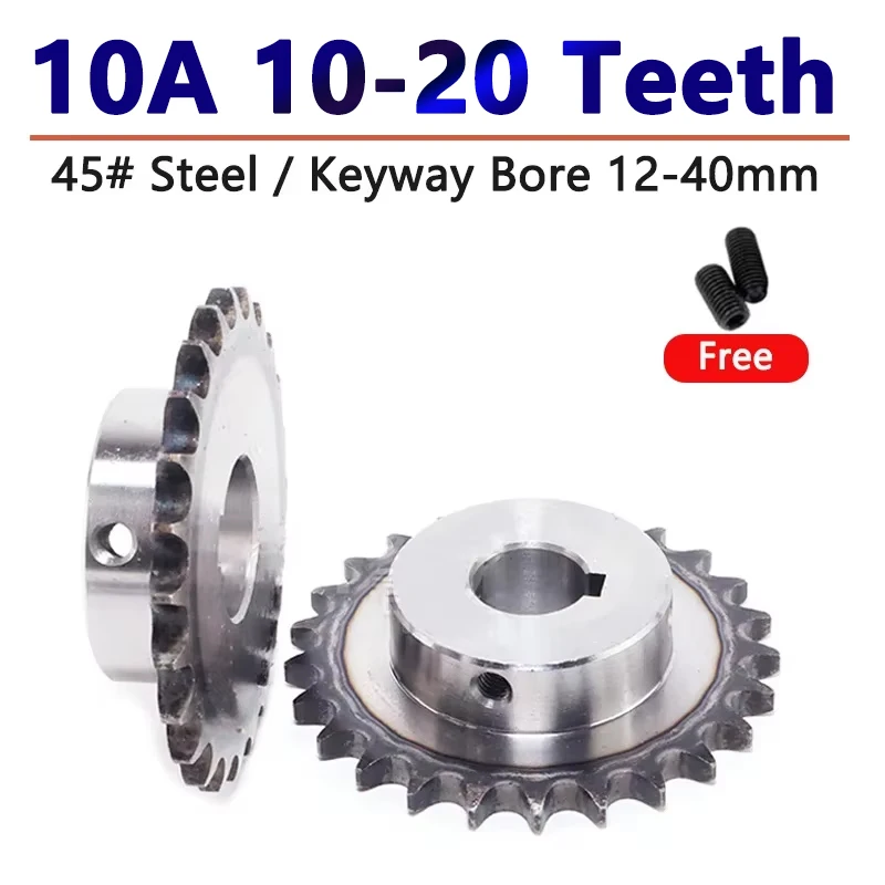 1pcs 10A Sprocket Wheel 45# Steel Chain Gear with Step 10 /11/12/13/14/15/16/17/18/19/20 Teeth Bore 12-40mm Pitch 15.875mm