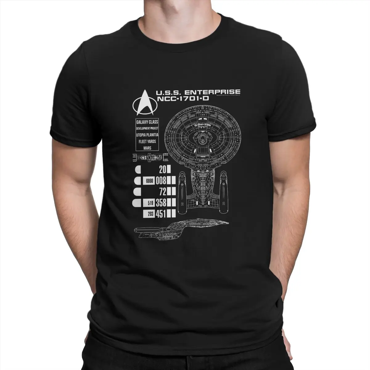 Stars Trekes Science TV Enterprise Schematics Tshirt Homme Men's Streetwear Blusas Polyester T Shirt For Men