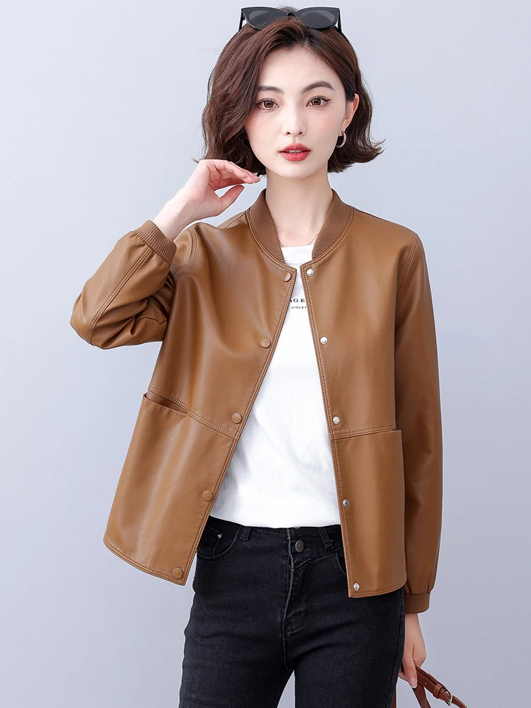 

Haining Genuine Leather Jacket Women's Short Casual Sheepskin Coat Korean Style Small Size Autumn New Arrival Commute Style
