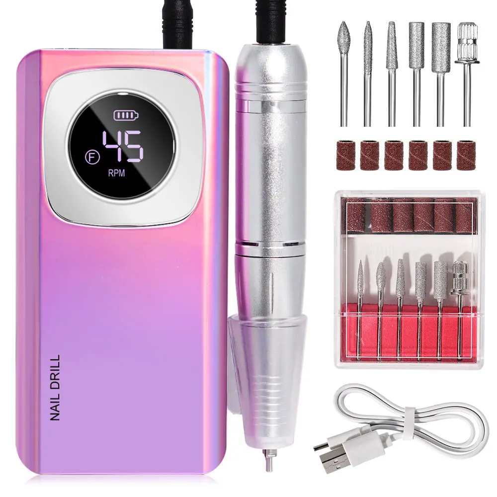 Professional Low Noise Nail Drill 45000RPM Electric Grinder Set Nail Art Tools Suitable for Home Nail Salon