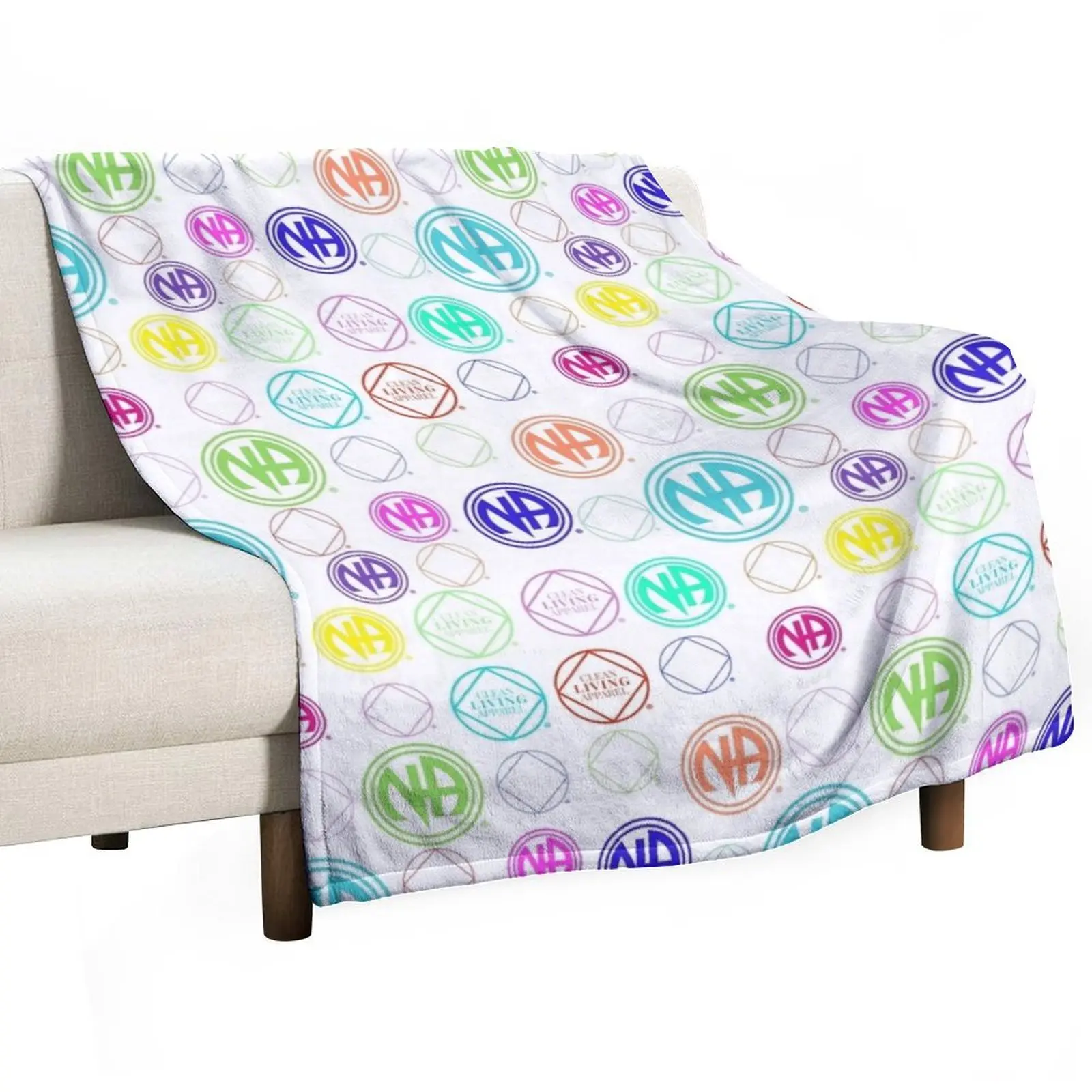 Colorful NA Symbols and Logos Narcotics Anonymous Gift Throw Blanket Weighted Travel Decorative Beds funny gift Flannel Blankets