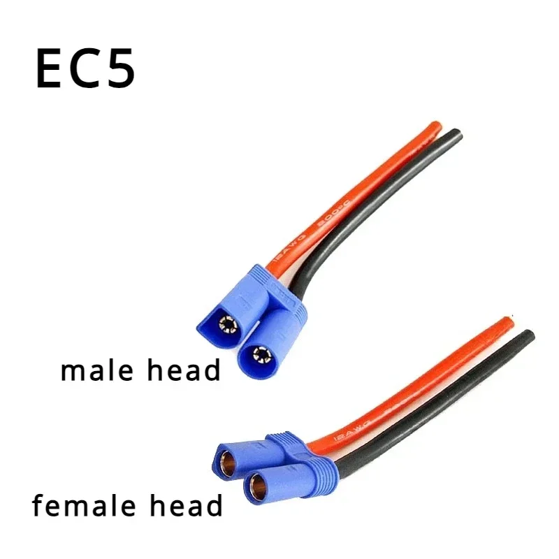 

EC5 10AWG Silicone Cable EC5 Male Plug/Female Jack Pigtail Wire Connector for RC Battery Toys Pigtail Wire Length 10CM 30CM 50CM