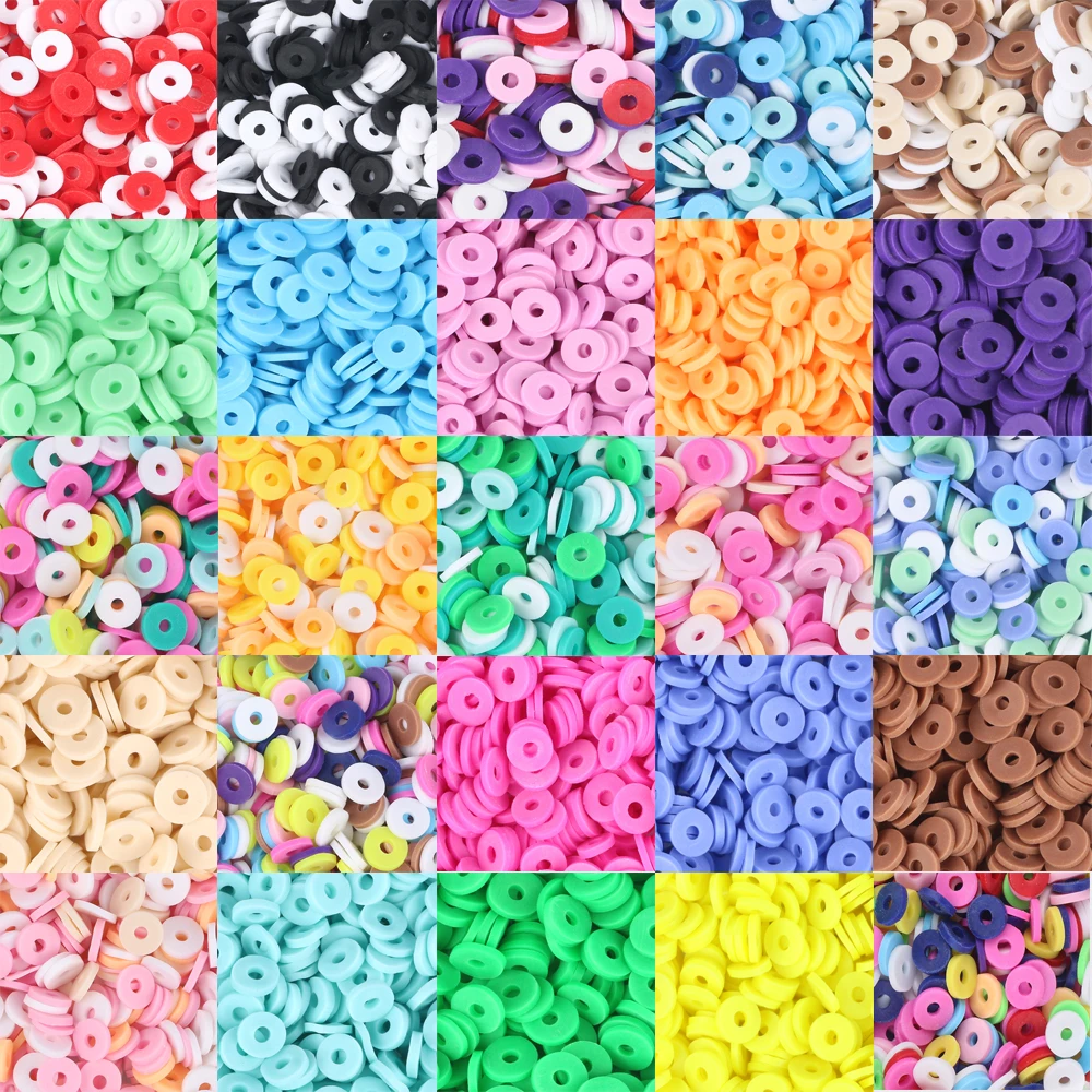 1 Doos 500Pc 6Mm Zomer Kleuren Platte Ronde Handgemaakte Polymeer Klei Kralen Chip Disk Losse Spacer Kralen Voor sieraden Maken Diy Ketting