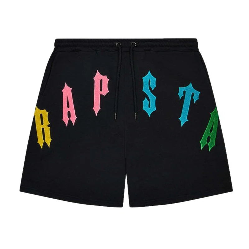 شورت صيفي كاجوال منشفة مطرزة بأحرف قطيفة فضفاضة وعصرية للرجال والنساء #4