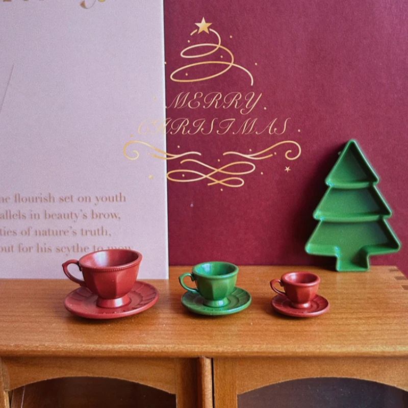 Conjunto de Xícara e Prato de Café em Miniatura Francesa para Brincadeira de Chá da Tarde, Acessório para Bonecas