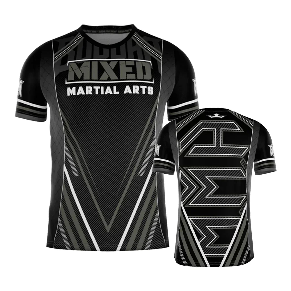 2025 Summer Hot Selling New Boxing Suit Men's T-shirt Loose and Breathable 3D Printed Short Sleeved Men's Sports and Fitness Top