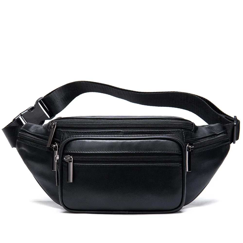 Genuine Leather Men's Waist Pack Fanny Bag Sling Backpack Chest Crossbody Shoulder Belt Bags Travel Daypack for Men and Women