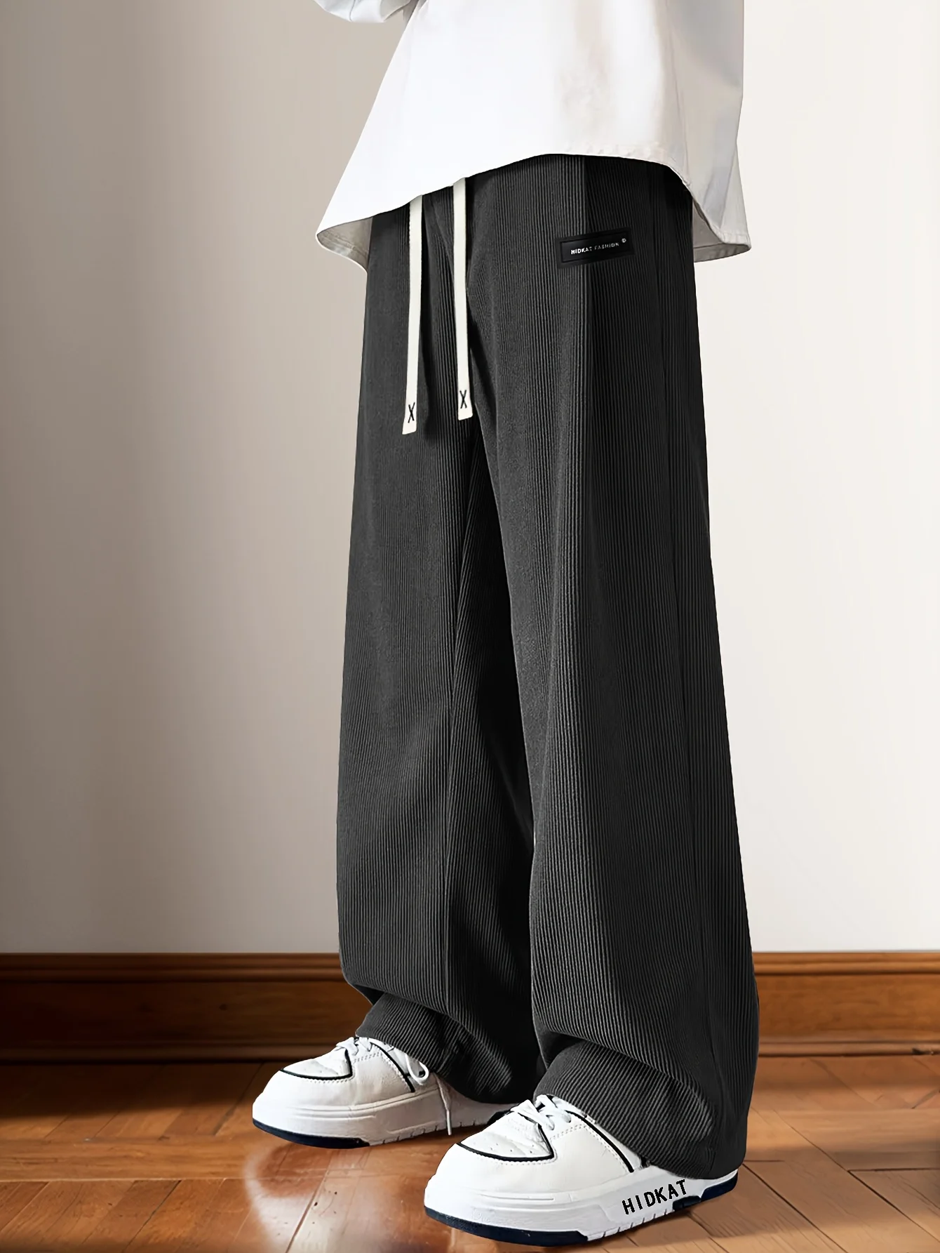 

Мужские вельветовые брюки, прямые брюки-карго, текстурированные прямые брюки с завязками на талии, всесезонные, повседневные, полуформальные