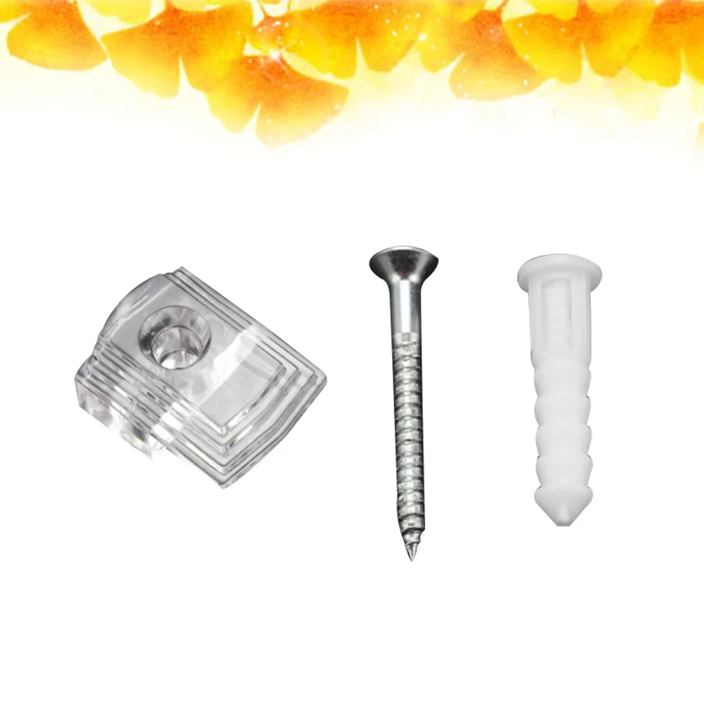 

24Pcs Glass Clip Fixing Fastener Clear Plastic Mirror Holder Screw Anchor Mount for Wall Mirror Hanging Kit Stable Support