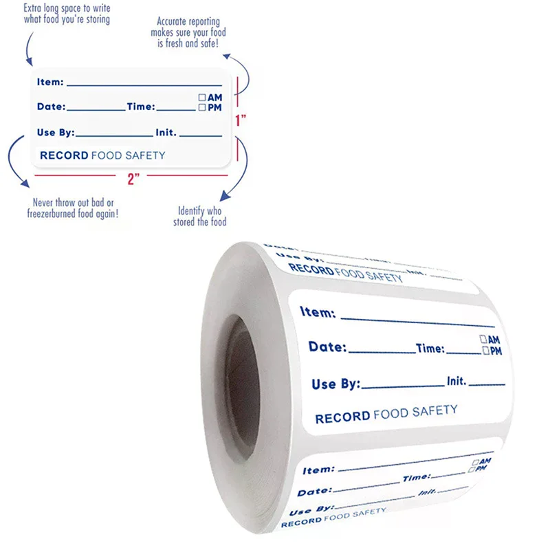 500/roll Kitchen Stickers Self-Adhesive Removable Refrigerator Freezer Food Storage Date Contents Label Kitchen Tools