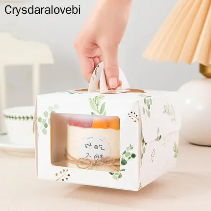 10pcs 4Inch With Window Portable Cake Box Birthday Baby Shower Favor Thickened Base Handmade Gift Packing Patisserie