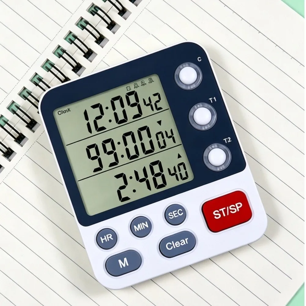 3 Channel Timer with Count-Up Down Function for Cooking Exercise Homework and Meetings White 8x2.1x9.5cm 3 Channel