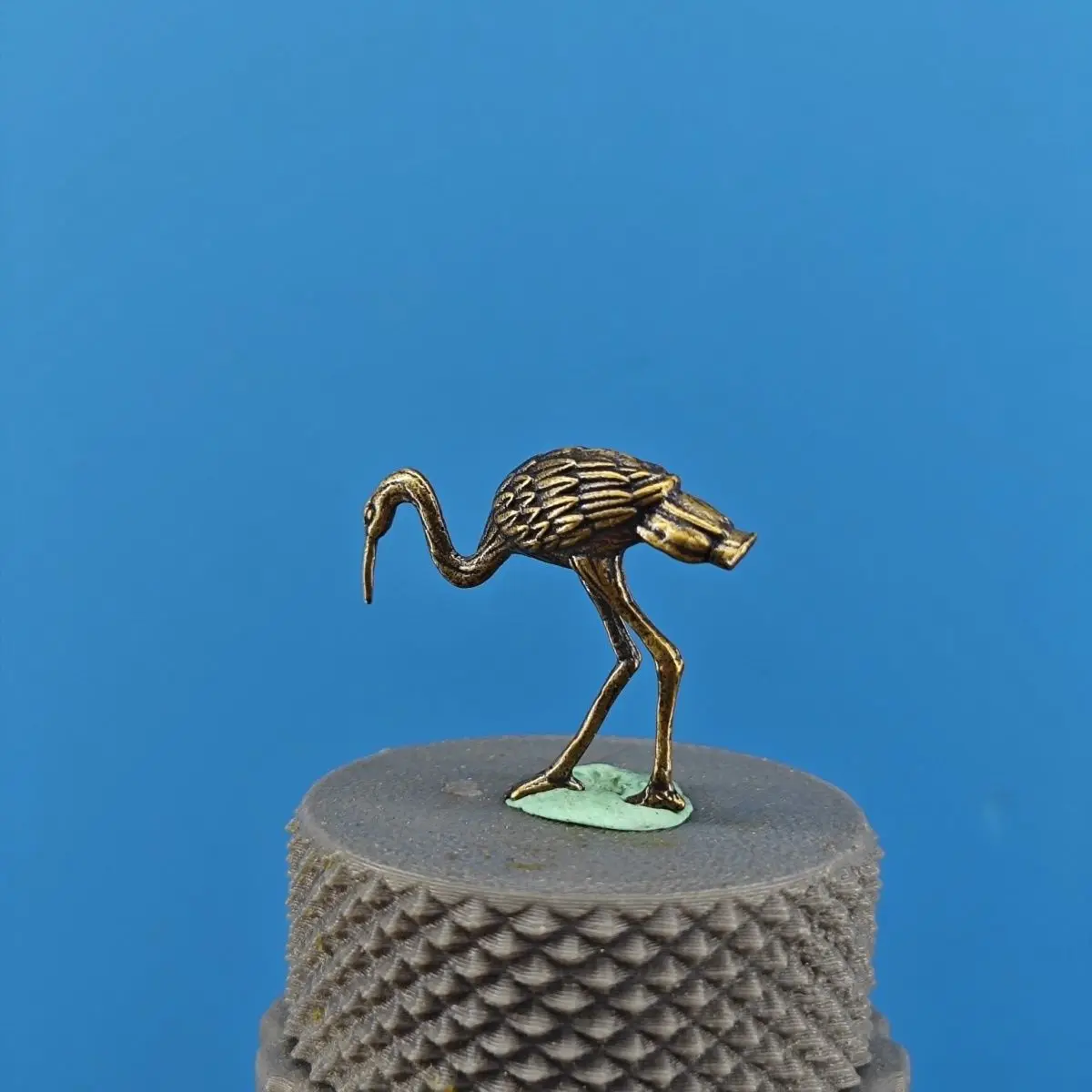 Brass Simulated Foraging Little Crane Decorative Rockery Fish Tank Landscape Ornament Red-crowned Crane Zen-inspired Bonsai