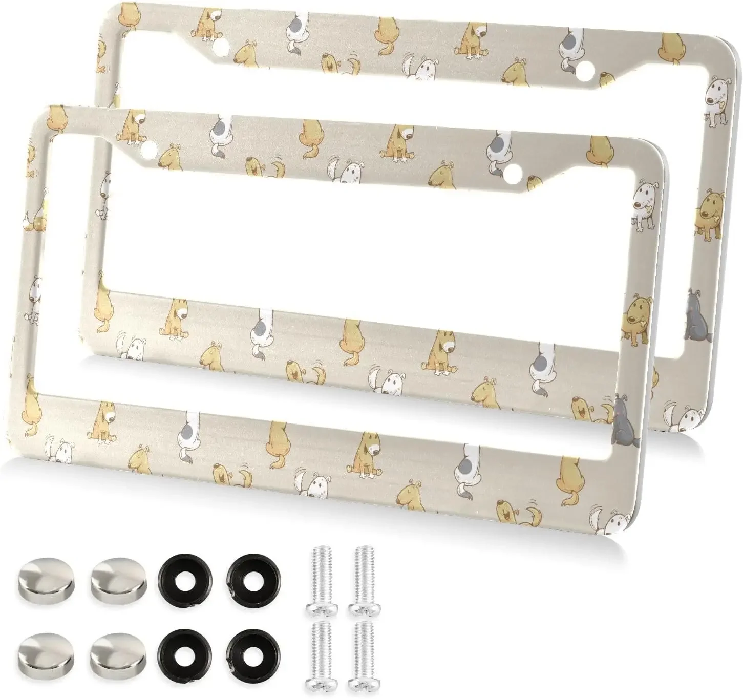 

Cartoon Funny Dogs Pattern Car License Plate Frame 2 Pack License Plate with 2 Holes Car Tag Frame for Women Men US Vehicles