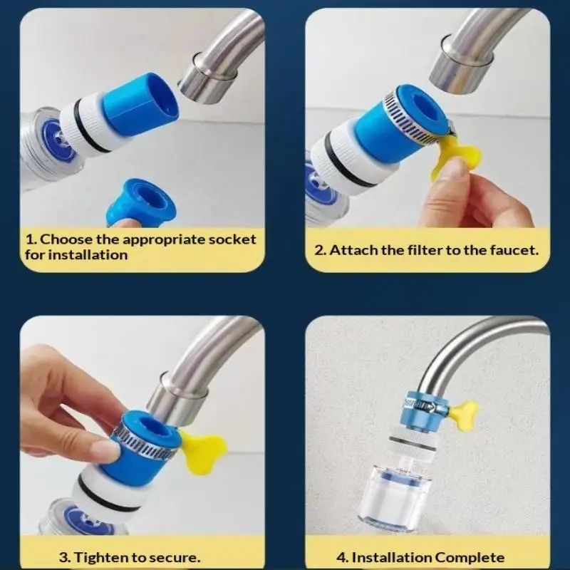 Faucet Water Filter Attachment-Multi-Layer Filtration Tap Purifier (Detachable & Universal Fit)