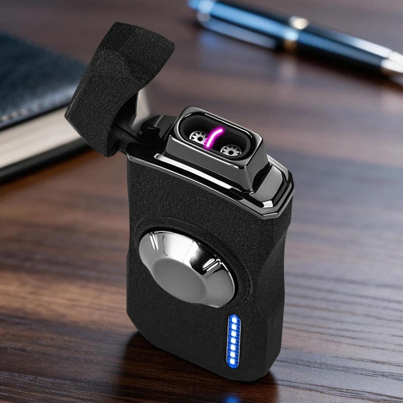 Voice Controlled Intelligent Windproof Dual Flame Lighter Features Toys on Fingertips Smoking Gifts and Cool Lighting Effects