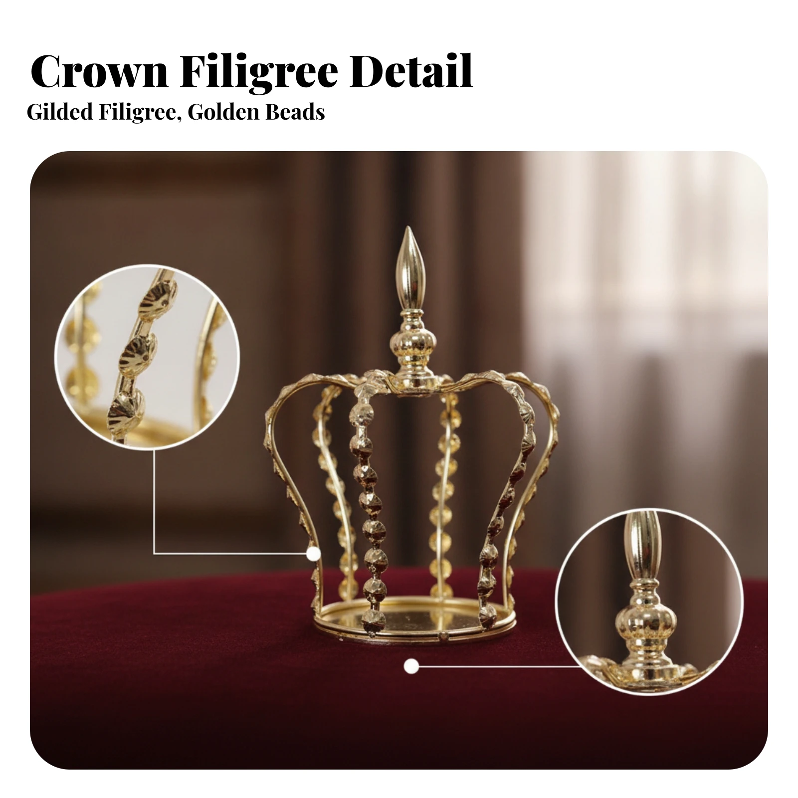 Head Ornament Pointed Finial Gold Metal Crown Beaded Crown Headpiece Special Occasion