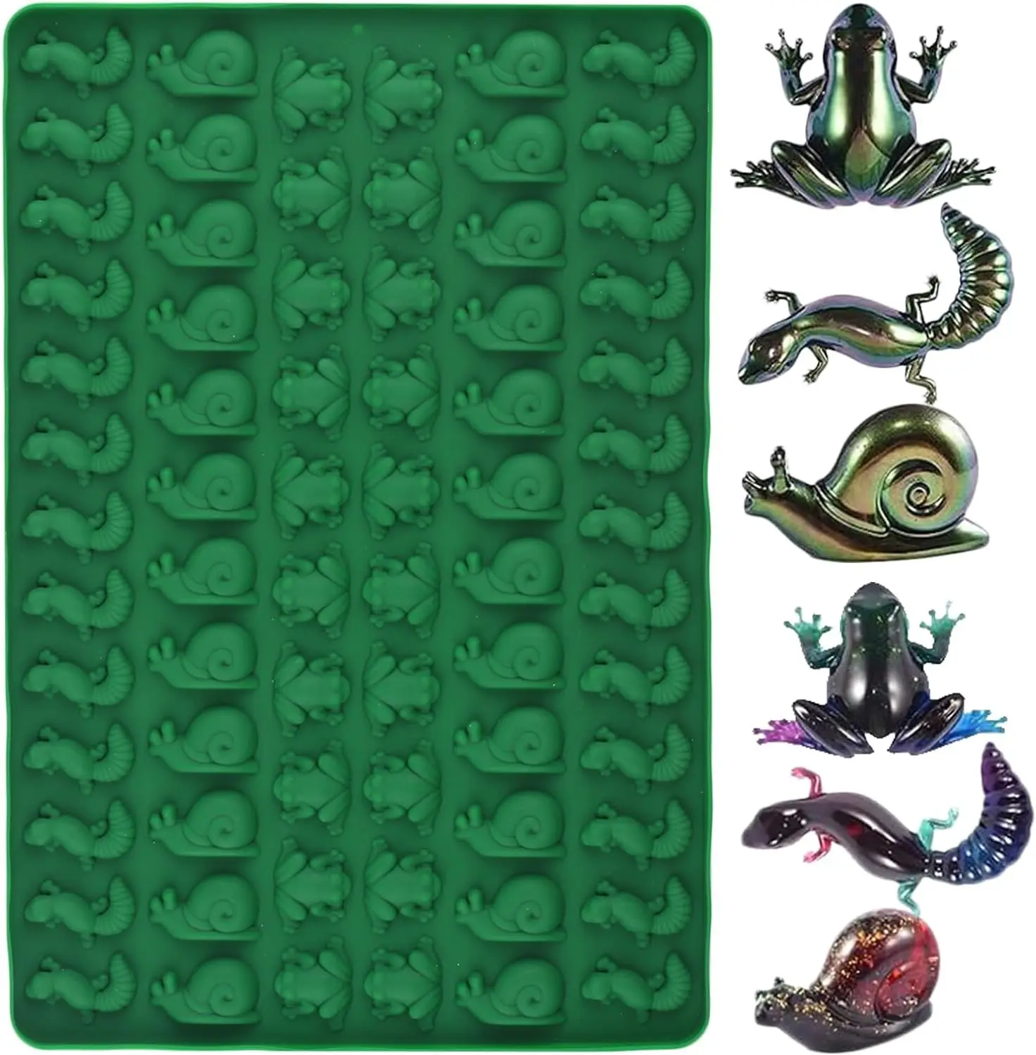 

78-Cavity Mini Animal Silicone Molds Frog Lizard Snails Shaped Candy Molds Cake Decoration Fondant Fruit Snack Sugar Craft Tools