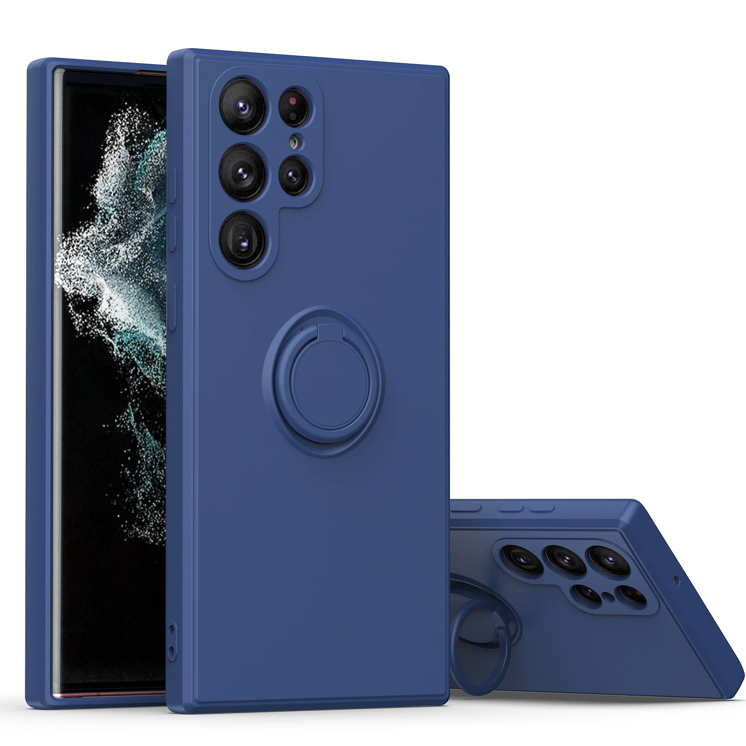 Free Rotate Ring Holder Silicone Phone Case For Samsung Galaxy S22 S20 S23 S24 S25 Note 9 10 Plus 20 Ultra Camera Protect Cover