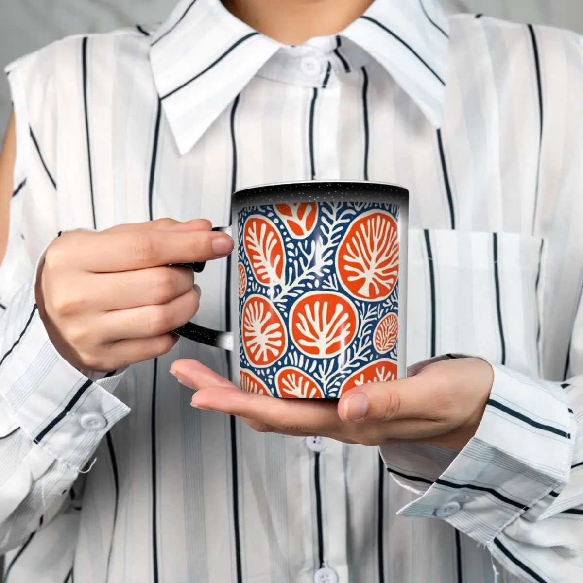 Cartoon Coral Pattern Mug Funny Ceramic Coffee Cups Tea Mugs Milk Cup Drinkware Gifts for Friends